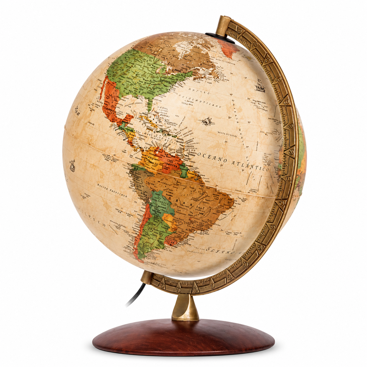 Glob pamantesc iluminat Antiquus 30 cm – cartografie politica, design vintage premium si lumina ambientala