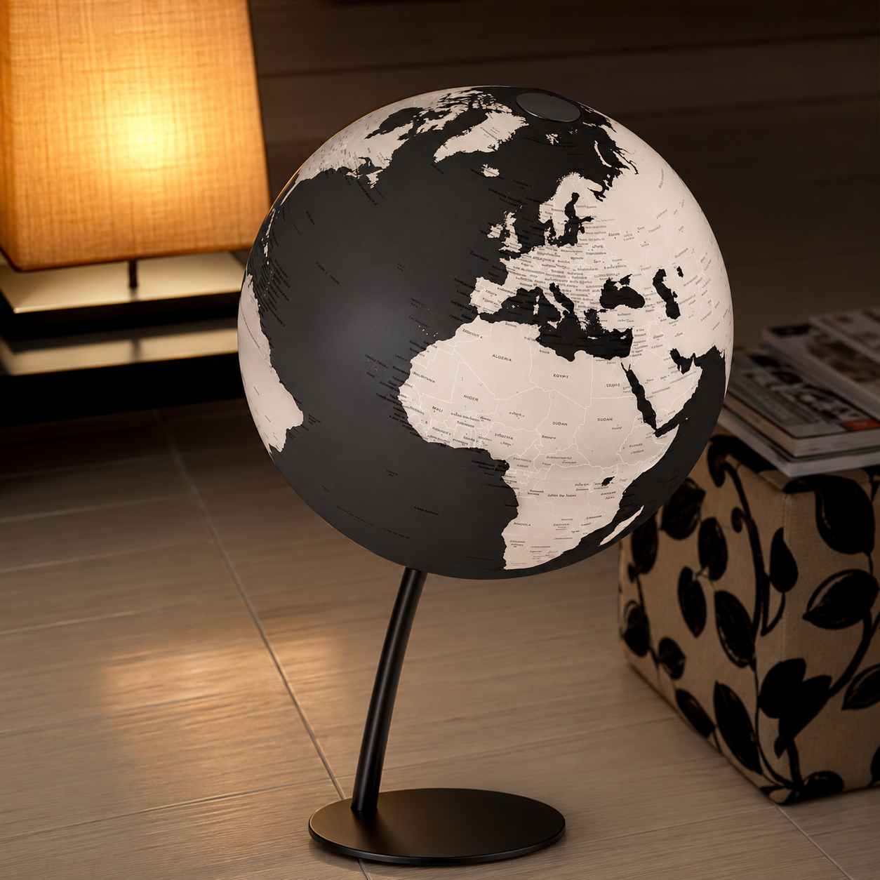 Glob pamantesc iluminat STEM Reflection 30 cm – design modern alb-gri, educativ si decorativ - imagine 2