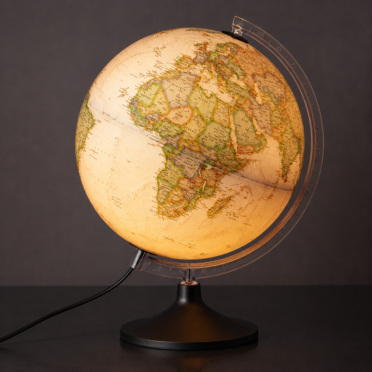 Glob geografic iluminat Carbon Executive 30 cm – design premium modern, iluminare ambientala