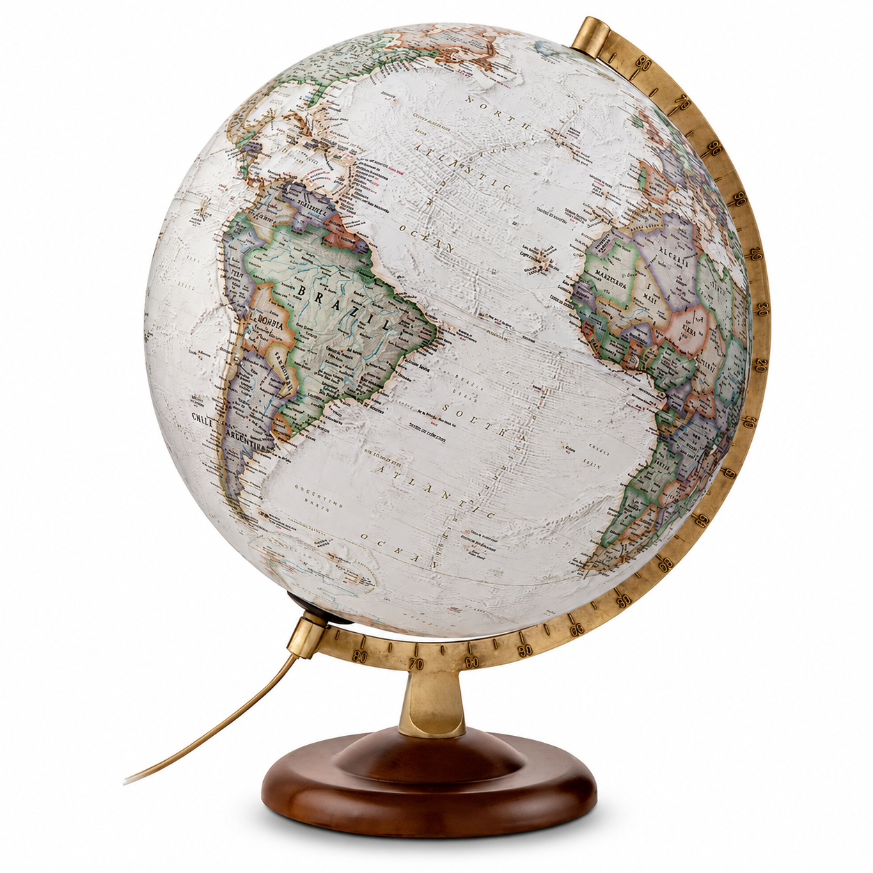 Glob geografic iluminat Gold Executive 30 cm – design premium, harta detaliata si eleganta moderna