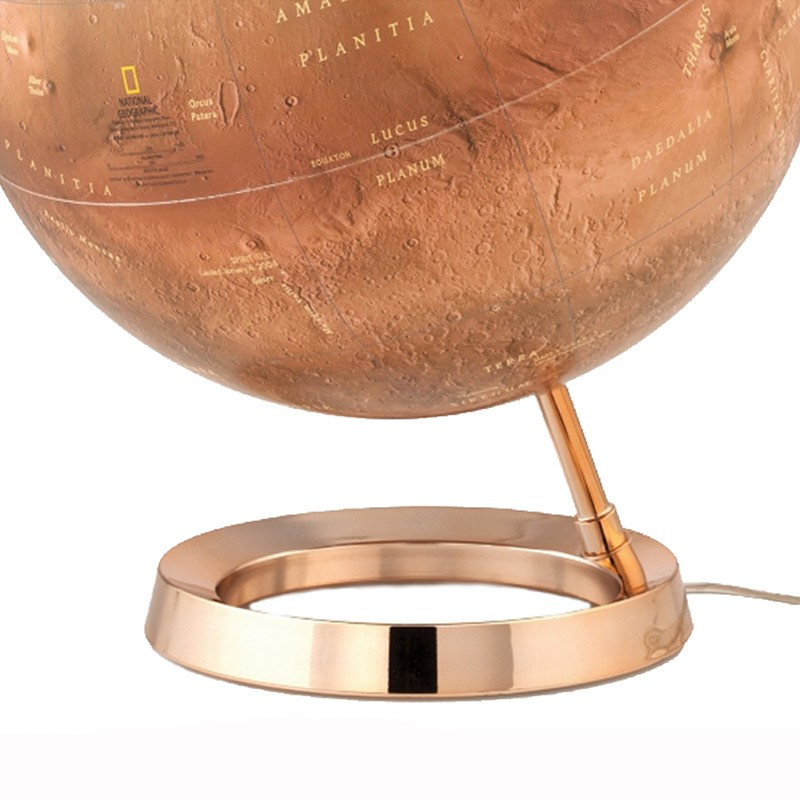 Glob iluminat Planeta Marte 30 cm – baza eleganta din cupru, alimentare la retea - imagine 2
