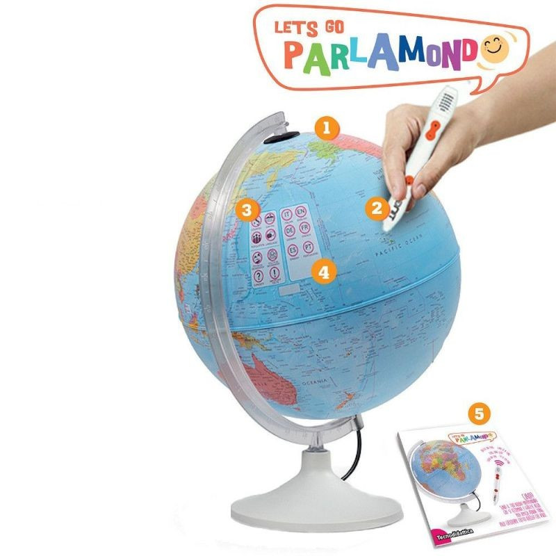 Glob pamantesc interactiv iluminat 30 cm – glob educational cu informatii audio in limba engleza - imagine 3