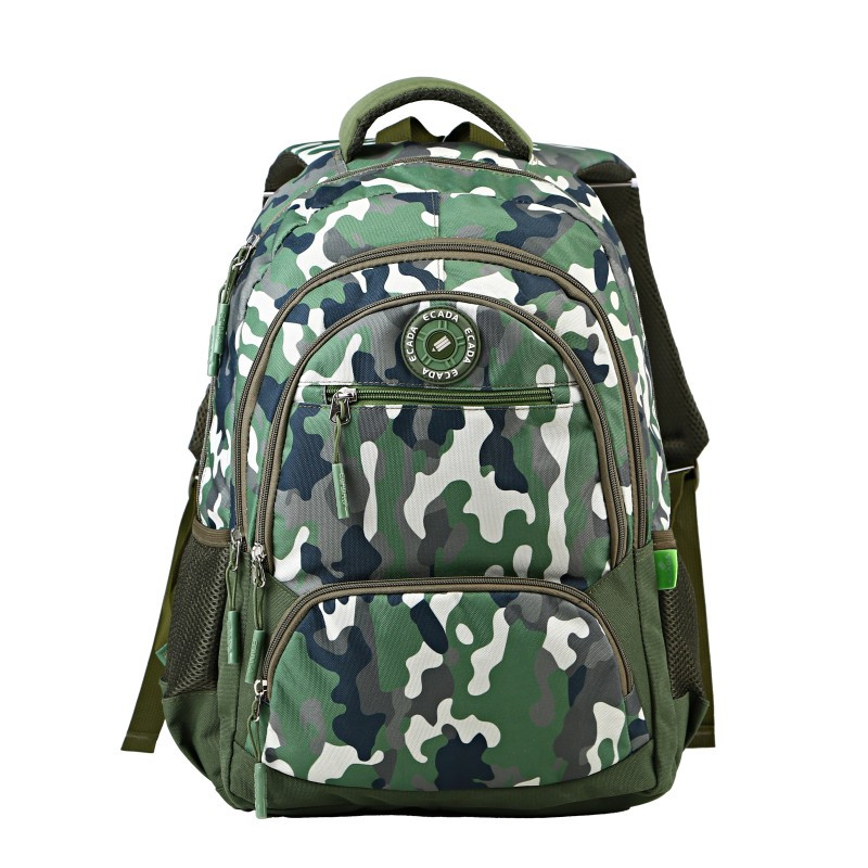 Ghiozdan Army, ECADA 46 cm, multiple compartimente si buzunare