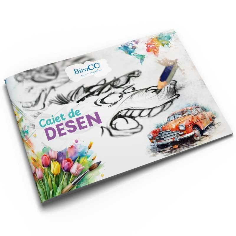 Caiet desen BiroCO 16 file, 140g/mp, 17x24 cm