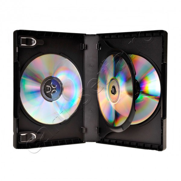 Carcasa plastic pentru 3 DVD-uri Negru
