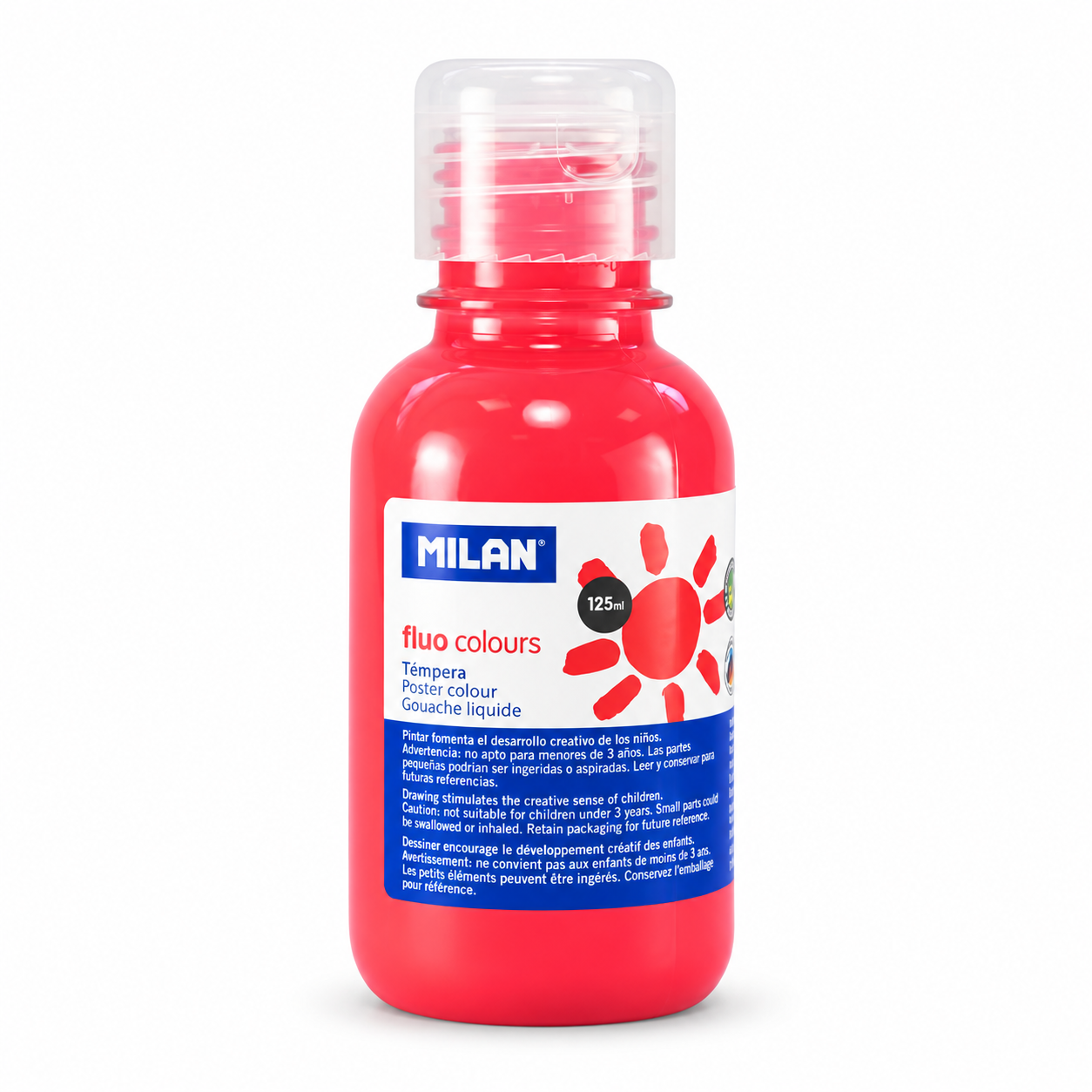 Culori tempera pentru pictura, coral fluorescent, 125 ml, MILAN