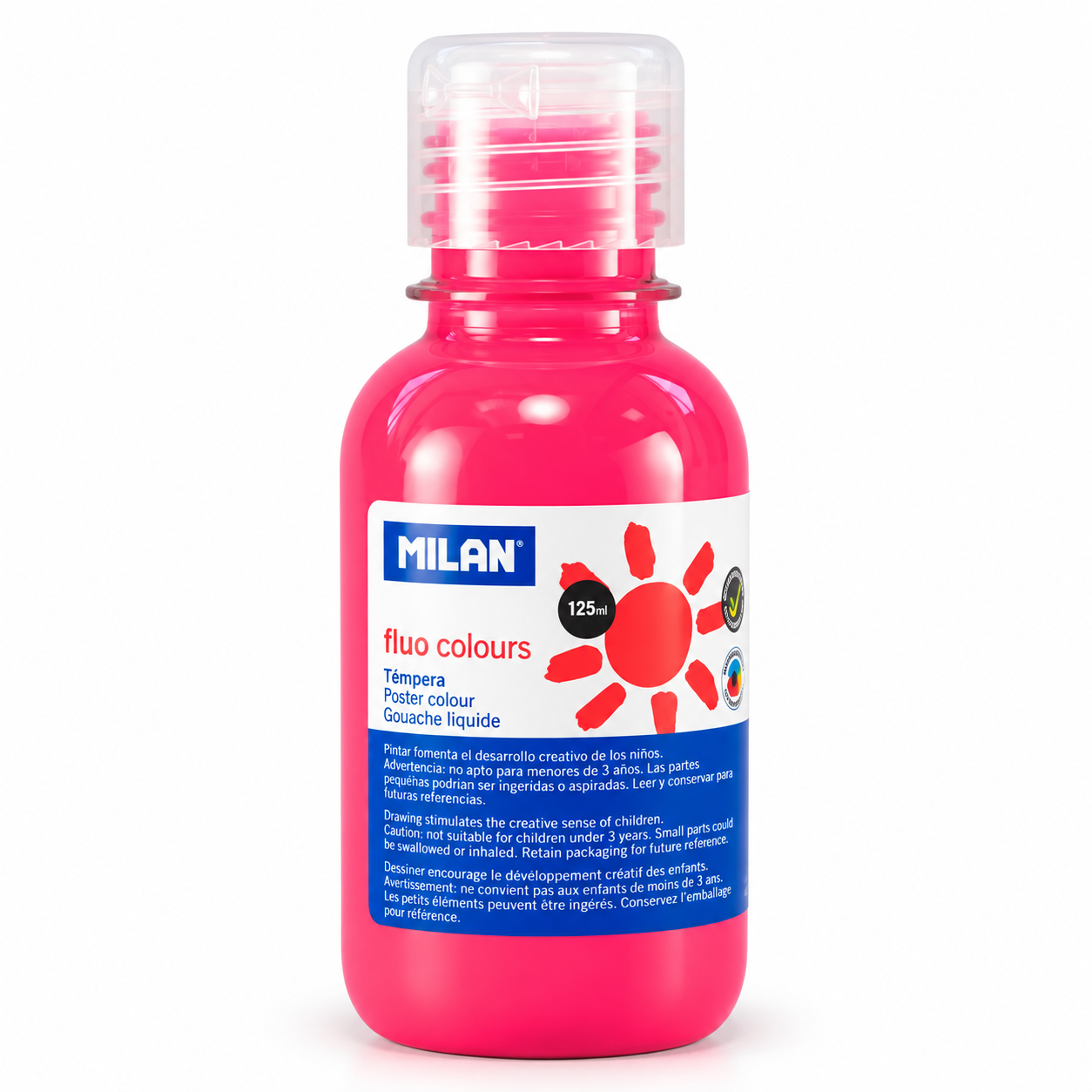 Culori tempera pentru pictura, roz fluorescent, 125 ml, MILAN
