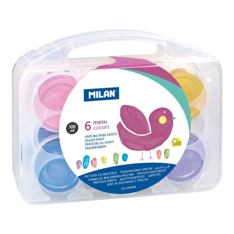 Acuarele pentru pictura cu degetele, metalizate, set 6 culori x 100 ml, MILAN