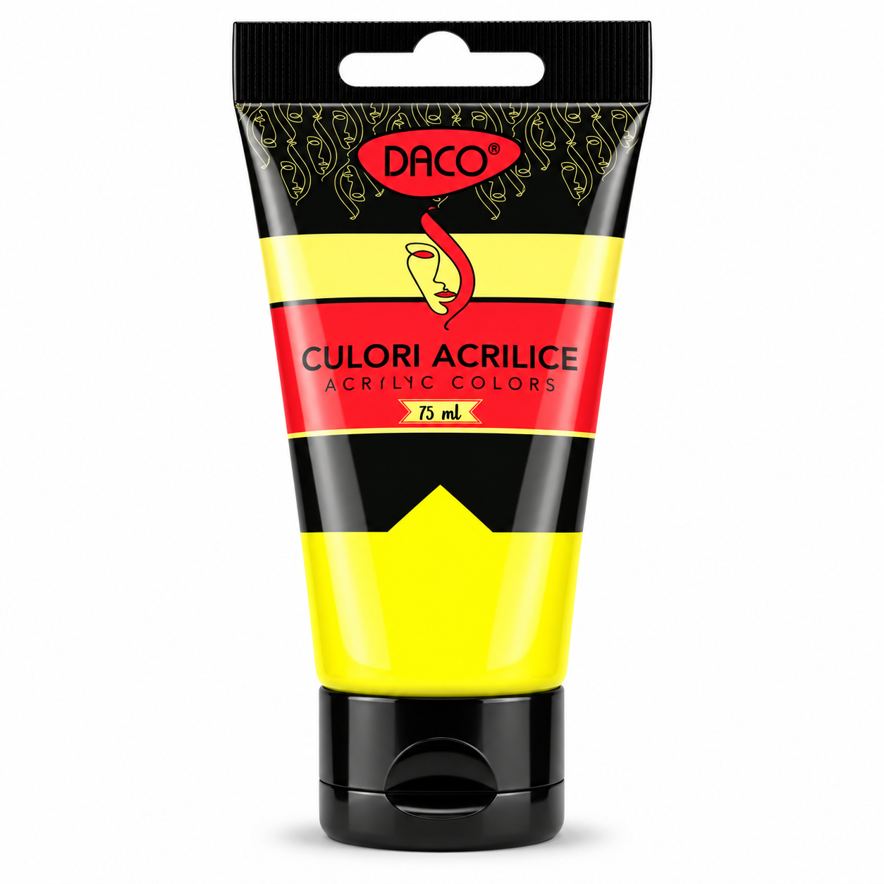 Vopsea acrilica pentru pictura, galben mediu, 75 ml, DACO