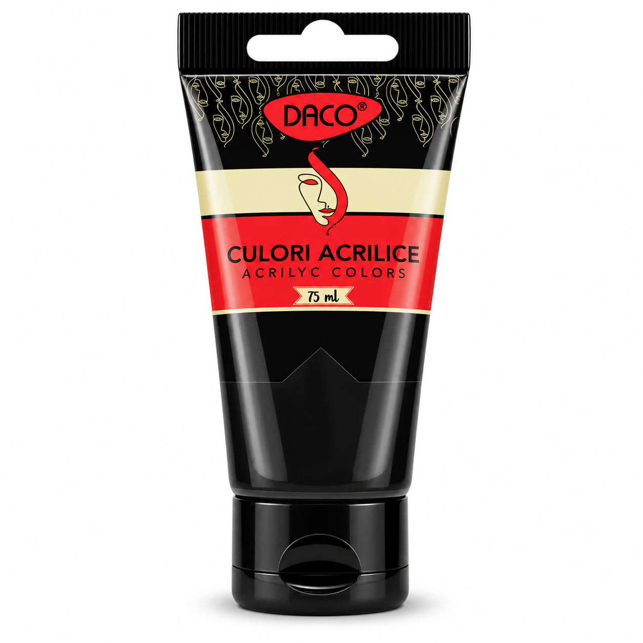 Vopsea acrilica pentru pictura, negru, 75 ml, DACO