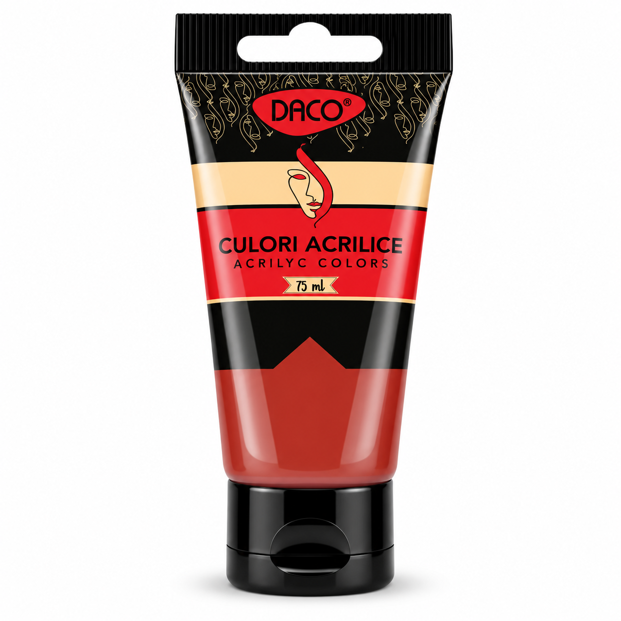 Vopsea acrilica pentru pictura, rosu ocru, 75 ml, DACO