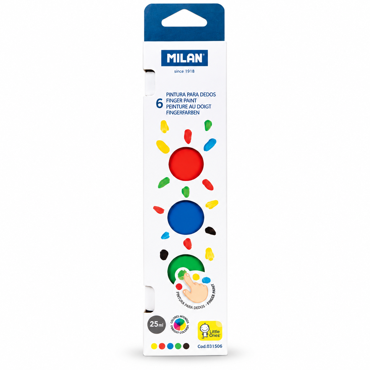 Acuarele pentru pictura cu degetele, set 6 culori x 25 ml, MILAN