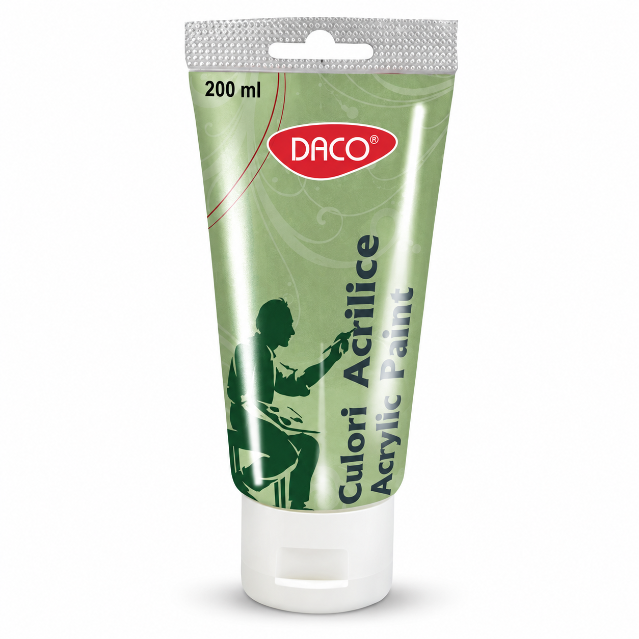 Vopsea acrilica pentru pictura, verde metalizat, 200 ml, DACO