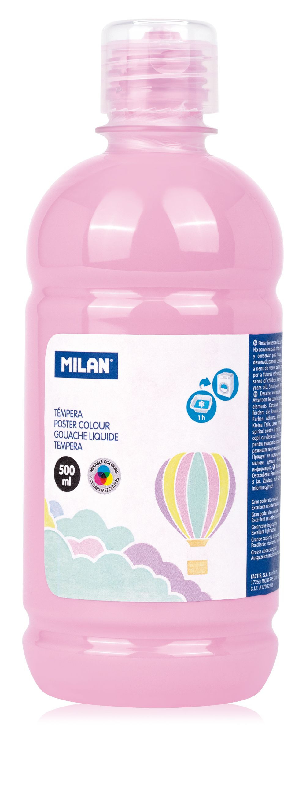 Culori tempera pentru pictura, roz pastel, 500 ml, MILAN