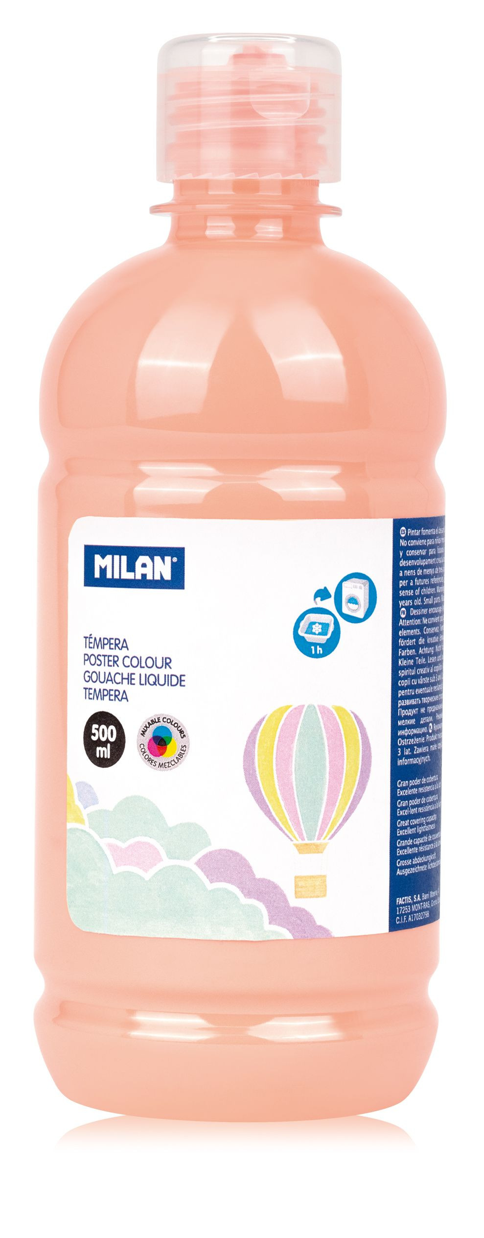 Culori tempera pentru pictura, roz deschis pastel, 500 ml, MILAN