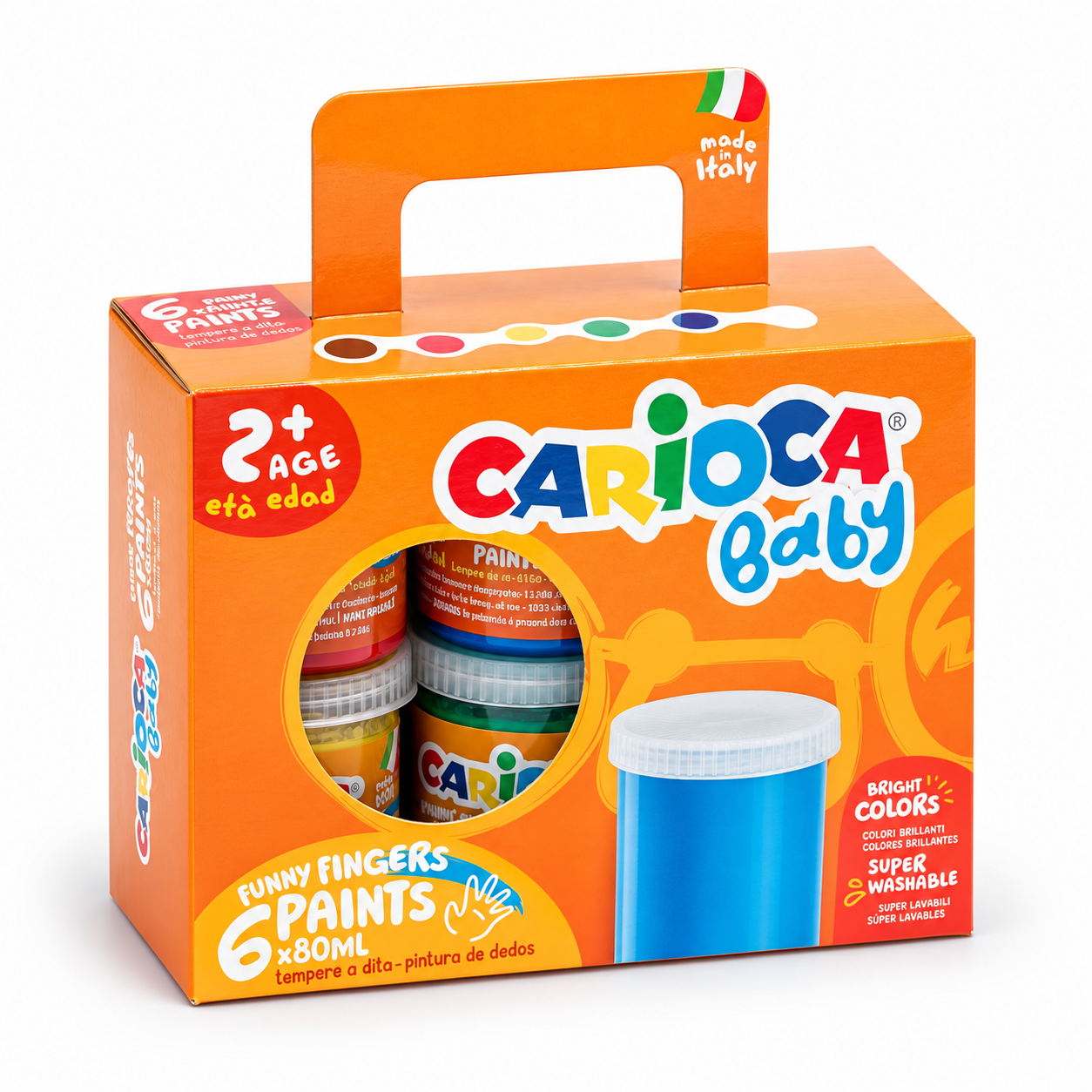 Acuarele pentru pictura cu degetele, set 6 culori x 80 ml, CARIOCA