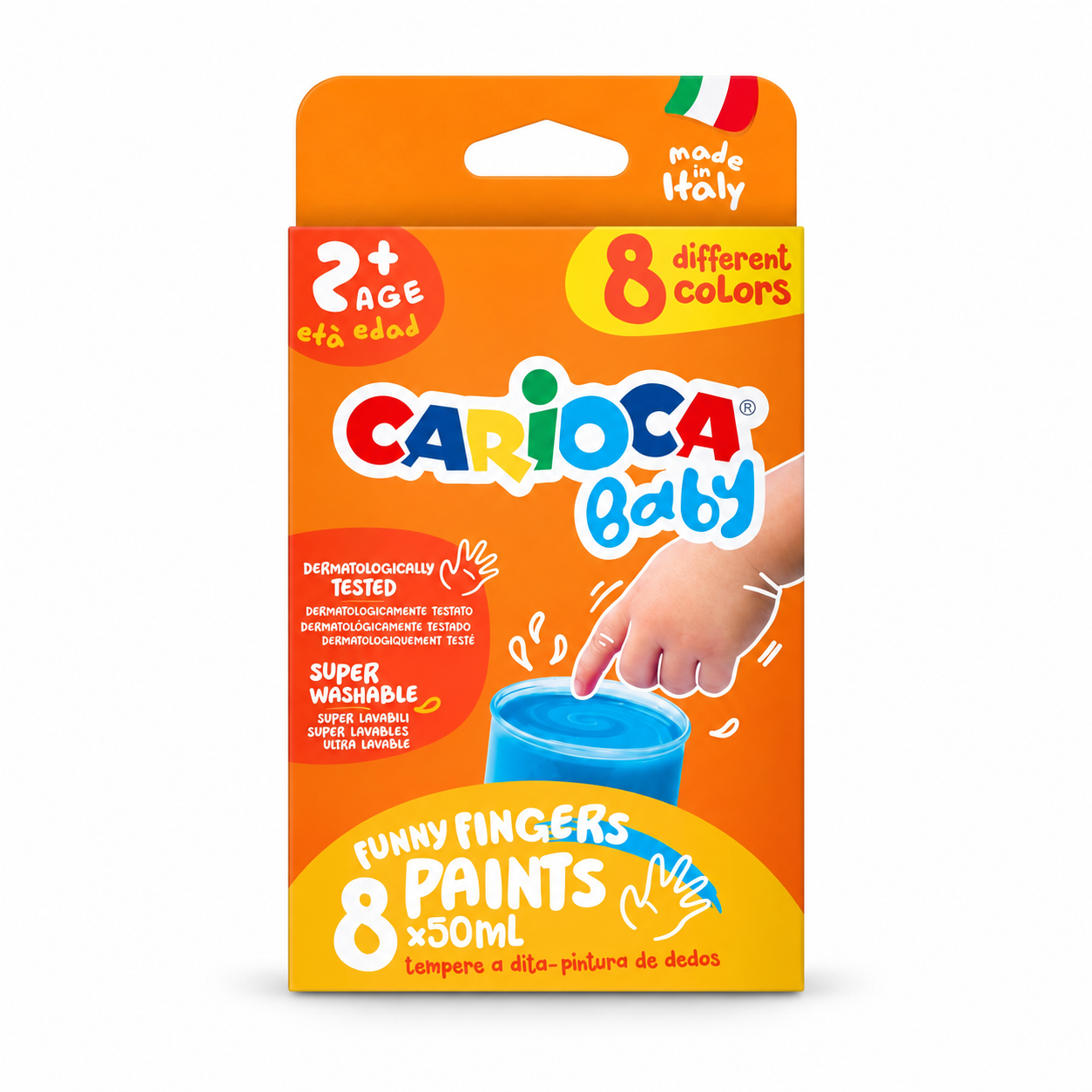 Acuarele pentru pictura cu degetele, set 8 culori x 50 ml, CARIOCA