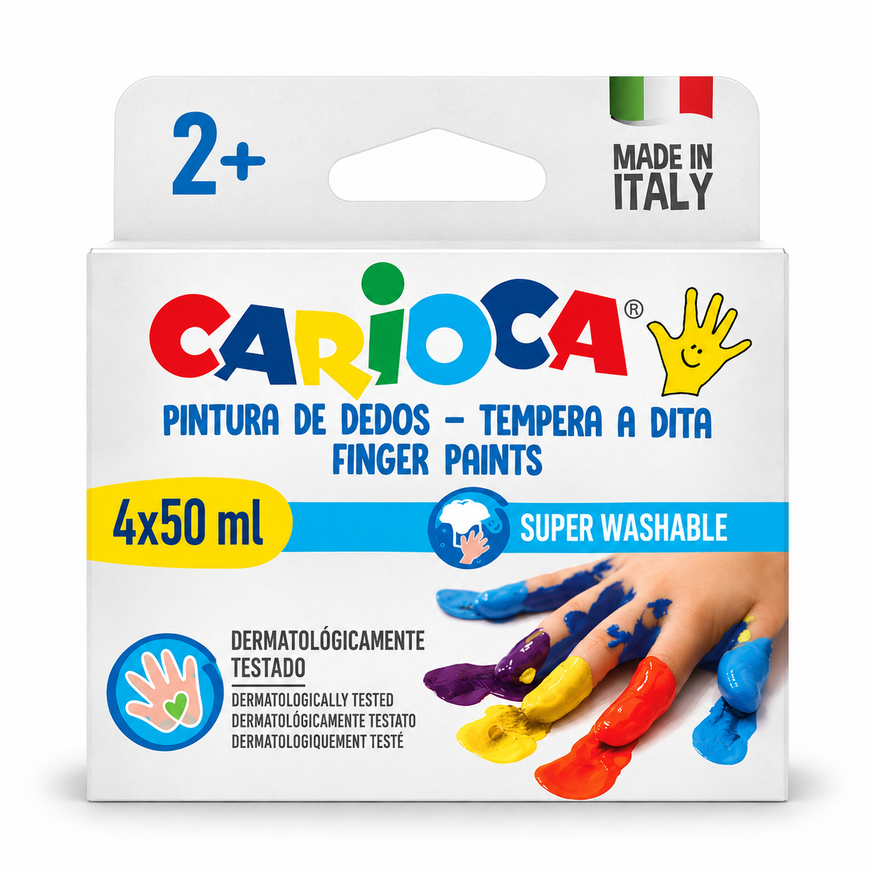 Acuarele pentru pictura cu degetele, set 4 culori x 50 ml, CARIOCA