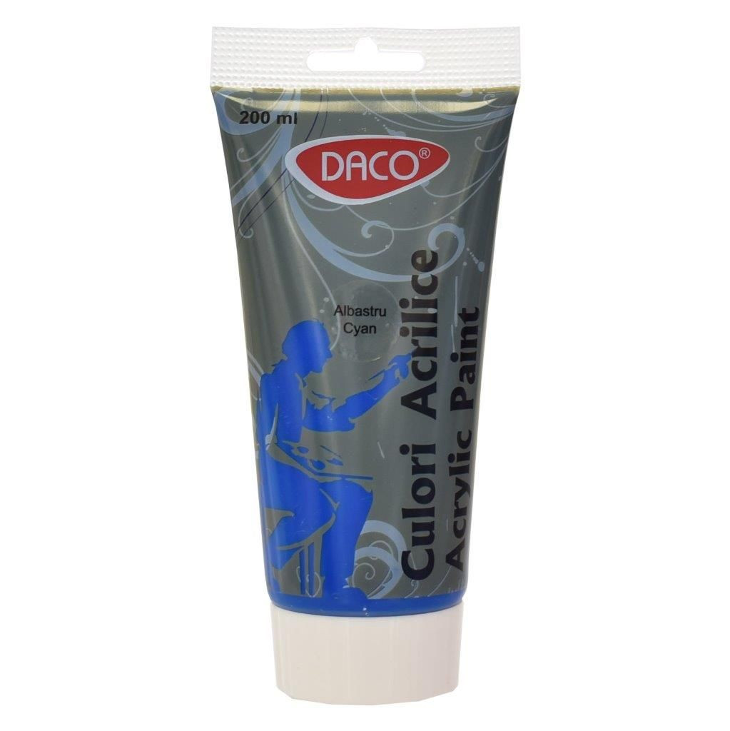 Vopsea acrilica pentru pictura, albastru cyan, 200 ml, DACO