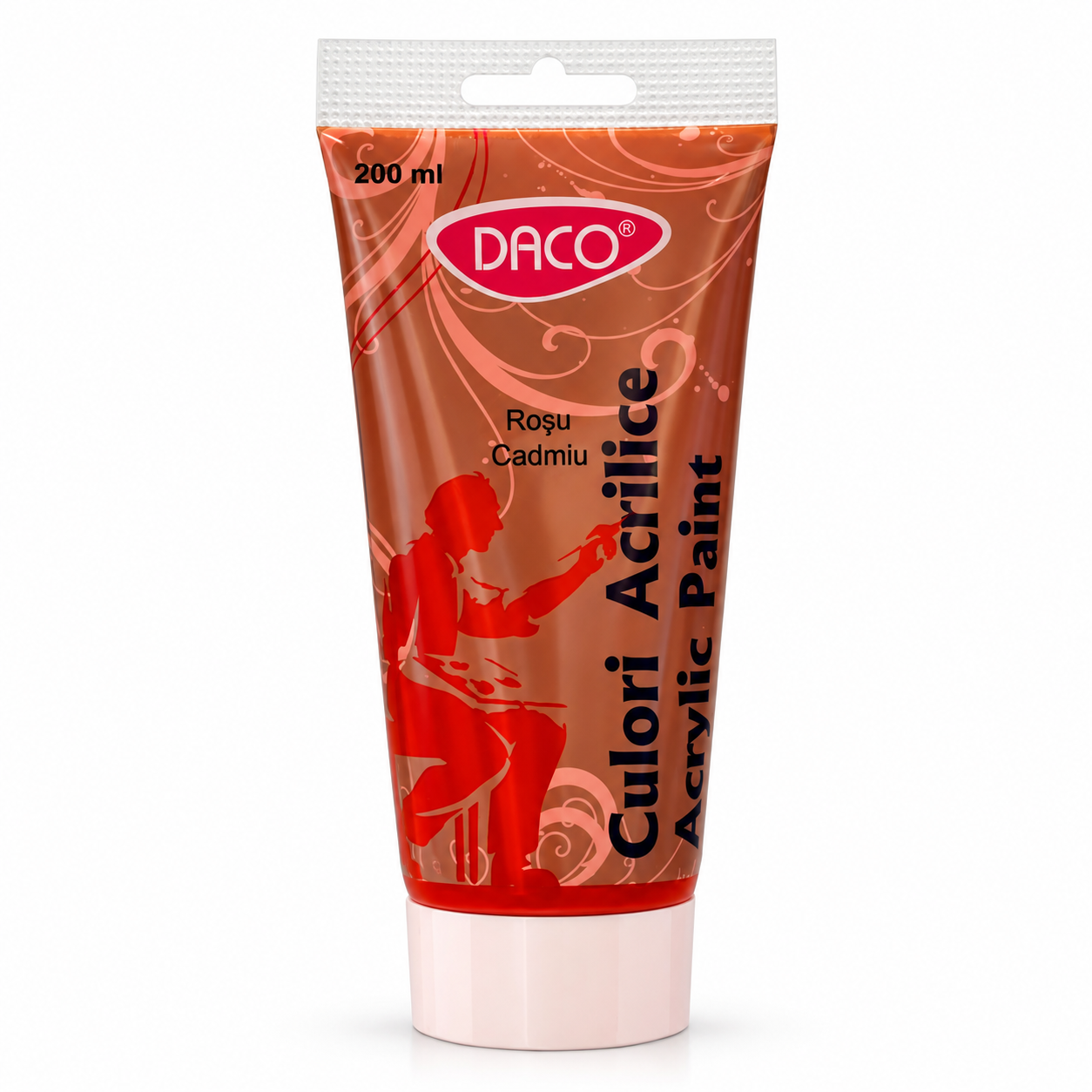 Vopsea acrilica pentru pictura, rosu cadmiu, 200 ml, DACO