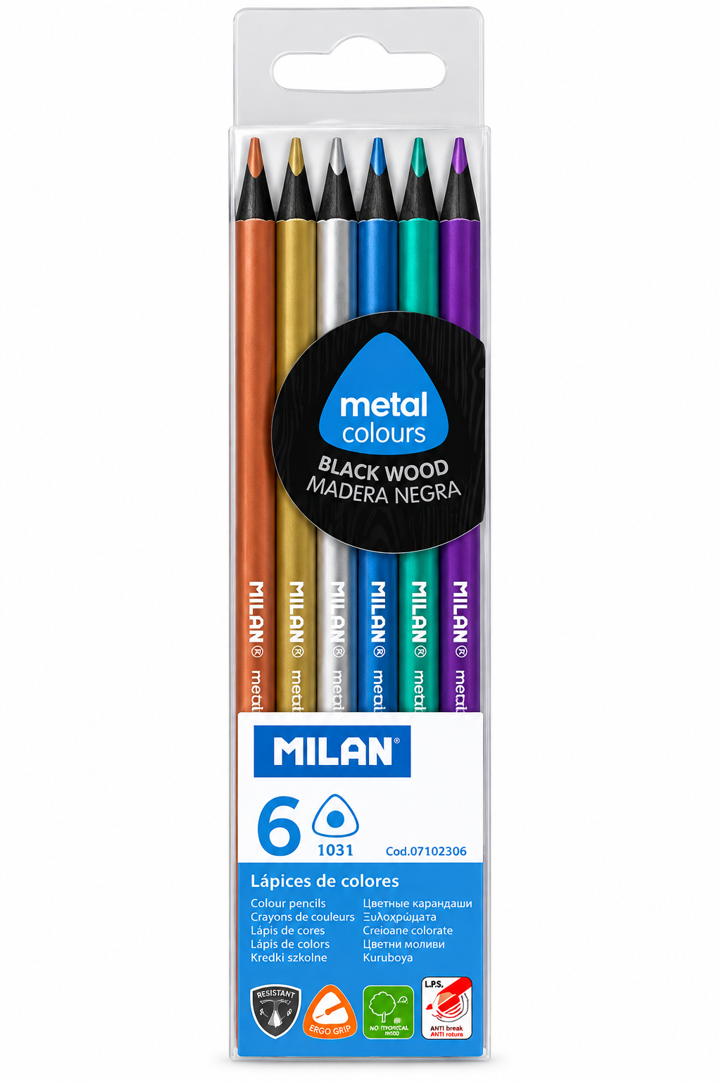 Creioane colorate in 6 culori metalice pentru accente creative, MILAN