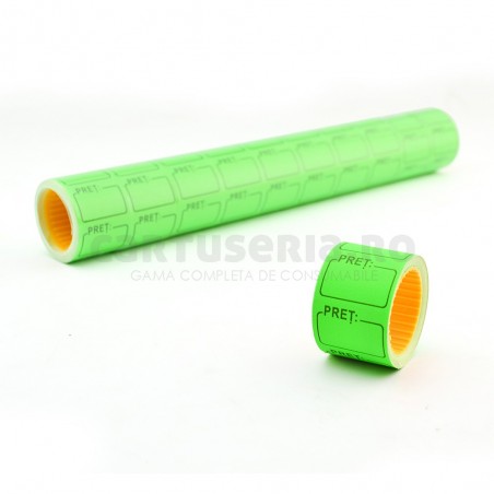 Set role etichete pret 25x35 fluorescente verde