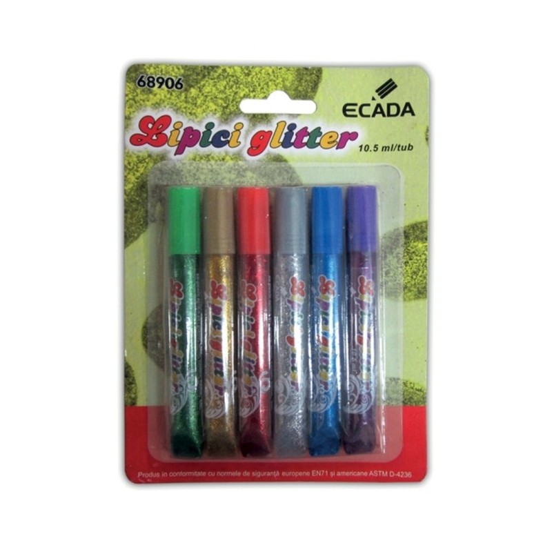 Lipici cu sclipici Glitter Ecada - set 6 bucati