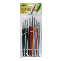 Pensule pentru pictura varf rotund - set 12 bucati