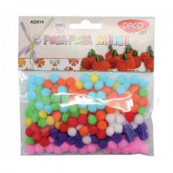 Mini pom-pom multicolor - set 200 bucati