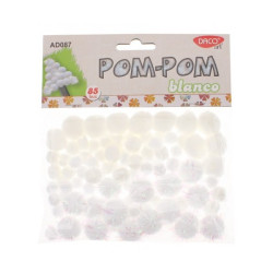 Pom-pom albe glitter si standard