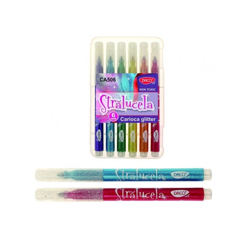 Set 6 carioci cu cerneala cu sclipici Set 6 carioci cu cerneala cu sclipici