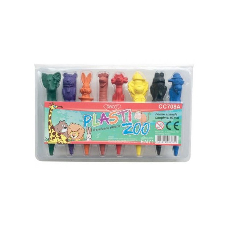 Set 8 creioane colorate Plasti Zoo Daco
