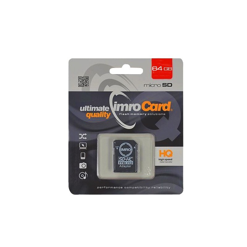 Card IMRO MicroSD HC 64 GB clasa 10 cu adaptor SD