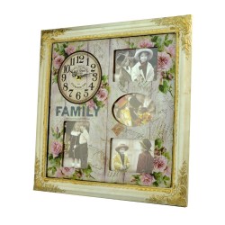 Rama foto Family cu ceas decorativ, lemn