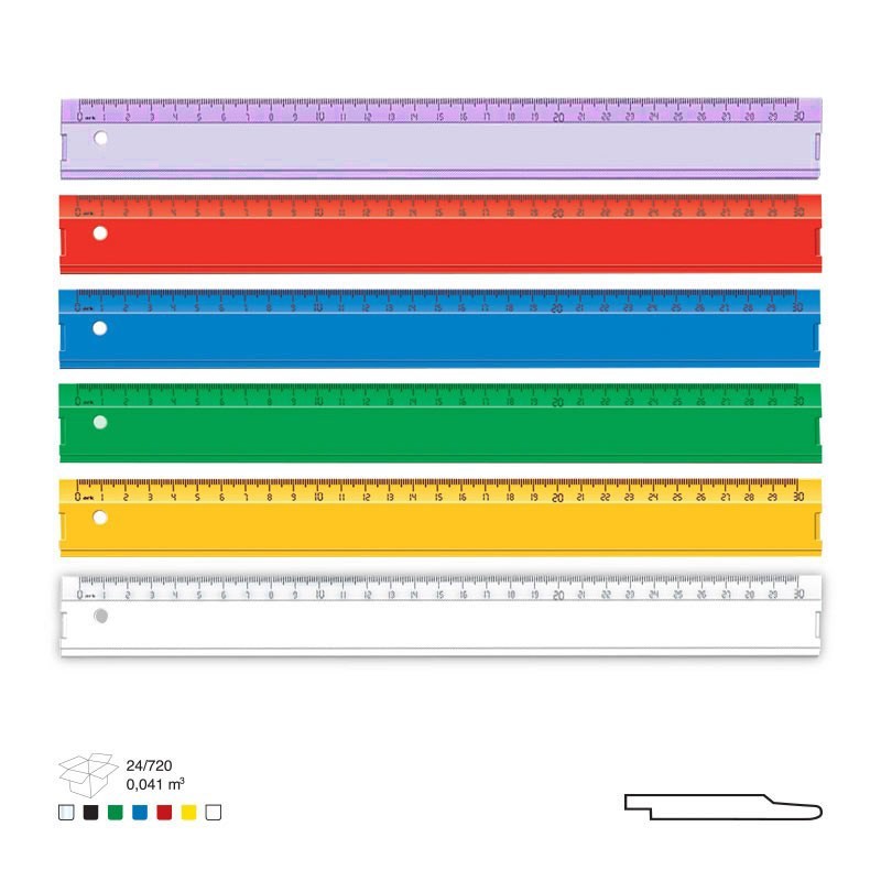 Rigla din plastic 30 cm diverse culori