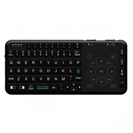 Mini tastatura wireless iluminata, functie telecomanda, taste multimedia, Rii i15