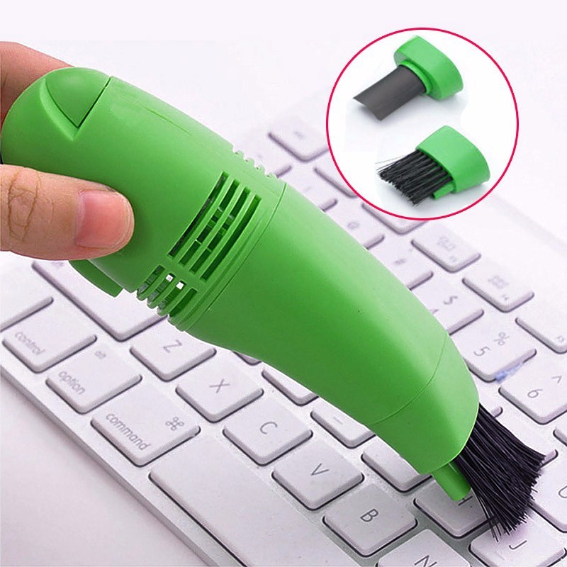 Mini aspirator USB pentru tastatura, cu LED inspectie, Verde