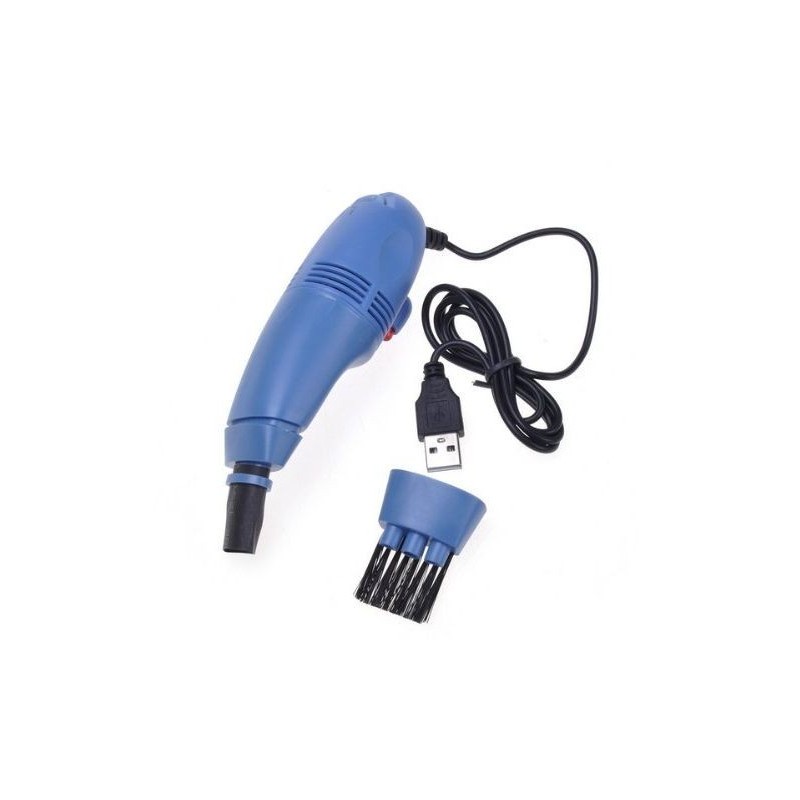 Mini aspirator USB pentru curatare tastatura, lanterna LED, Albastru