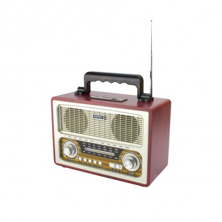 Radio portabil retro, bluetooth, 6W, MP3, USB, SD, 3 benzi AM FM SW, Sal