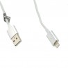 Cablu magnetic iPhone Lightning, micro USB, LED, incarcare, transfer date, Forever, argintiu