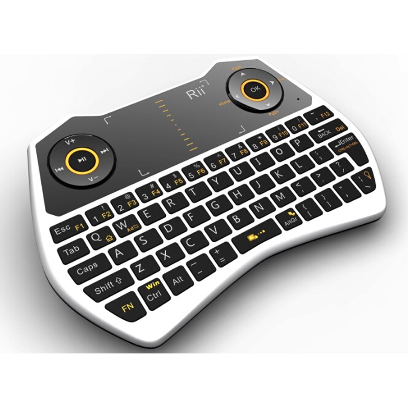 Mini tastatura Rii i28C, wireless, iluminata, touchpad, pentru Computer, Smart TV