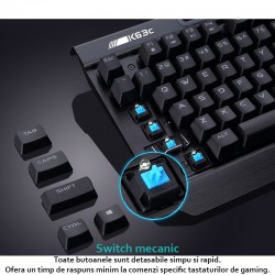 Tastatura Gaming iluminata, mecanica cu durabilitate extrema, Rii