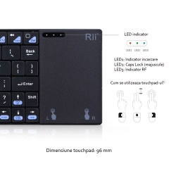 Tastatura Smart TV multimedia wireless cu touchpad 7 inch
