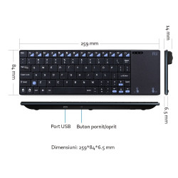 Tastatura Smart TV Rii i12+ multimedia Bluetooth cu touchpad 7 inch