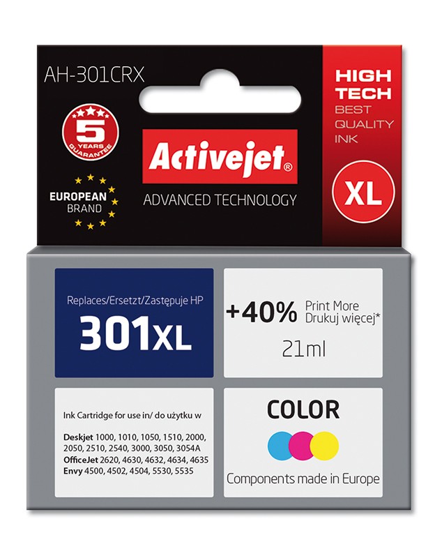 Cartus compatibil HP-301XL color pentru HP CH564EE, Premium Activejet, Garantie 5 ani