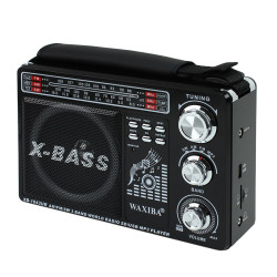Radio portabil MP3, USB, SD, 3 frecvente AM/FM/SW, acumulator, Waxiba
