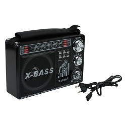 Radio portabil MP3, USB, SD, 3 frecvente AM/FM/SW, acumulator, Waxiba