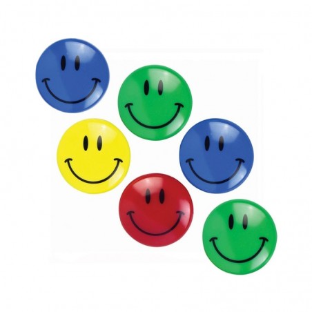 Magneti Smiley Face 30mm, multicolor, set 6 bucati