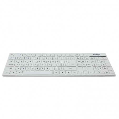 Tastatura slim interfata USB, cu fir, 107 taste, Activejet K-3016SW, Alb