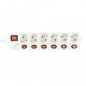 Cablu prelungitor, 6 prize, protectie copii, intrerupator individual, alb, Home